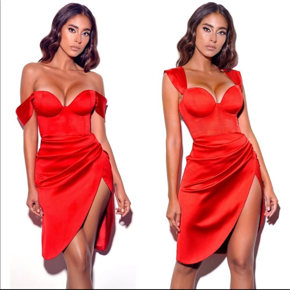 Miss Circle Red Satin Dress
